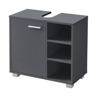 Mobile Sottolavabo Narvik con Anta e 3 Ripiani - Grigio Scuro [en.casa]