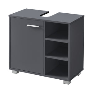 Mobile Sottolavabo Narvik con Anta e 3 Ripiani - Grigio Scuro [en.casa]