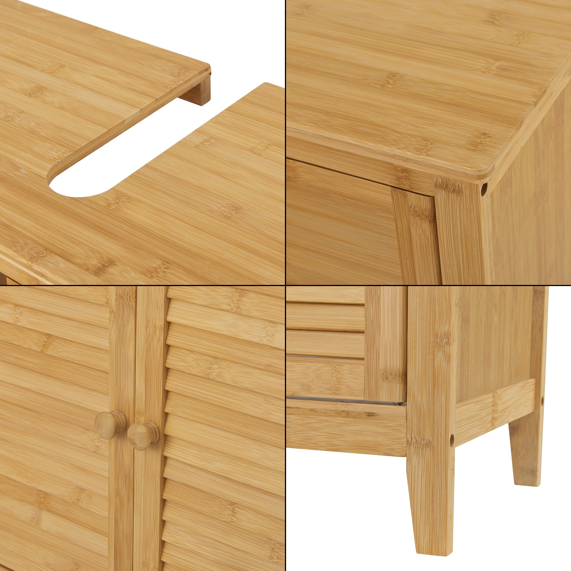 Armadio Sottolavabo Värmdö con 2 Ante a Persiana Mobiletto da Bagno in Bambù [en.casa]