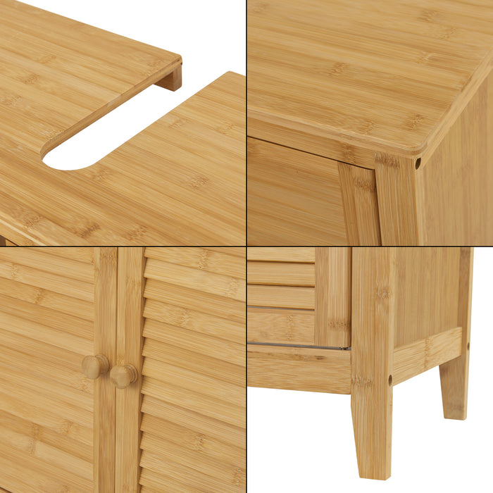 Armadio Sottolavabo Värmdö con 2 Ante a Persiana Mobiletto da Bagno in Bambù [en.casa]