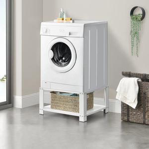 Supporto per Lavatrice in Acciaio con Ripiano 63 x 54 x 31 cm Carico max. 150 kg - Bianco [en.casa]