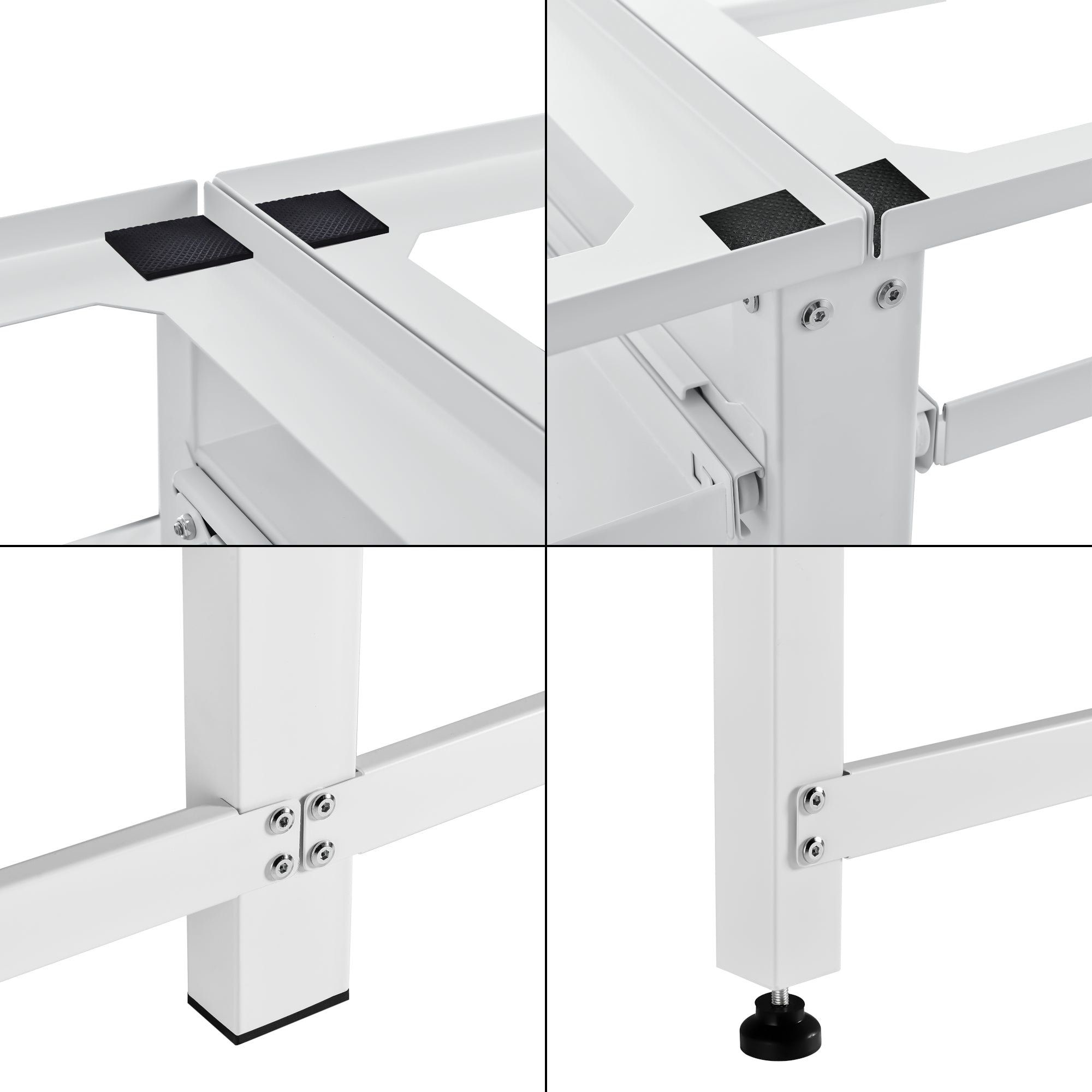 Supporto Doppio Bothel per Lavatrice in Acciaio con Ripiani Estraibili 124 x 54 x 37 cm - Bianco [en.casa]