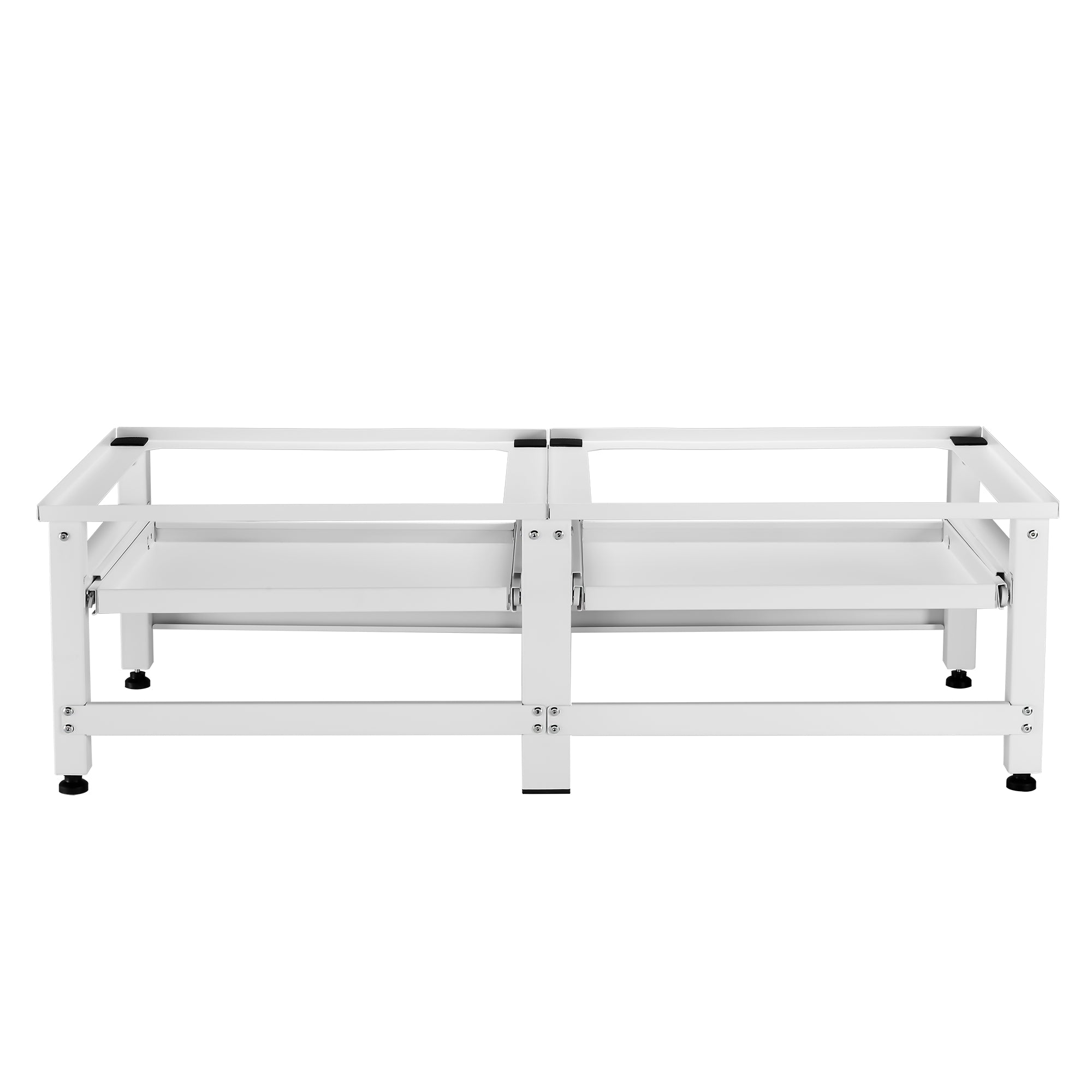 Supporto Doppio Bothel per Lavatrice in Acciaio con Ripiani Estraibili 124 x 54 x 37 cm - Bianco [en.casa]