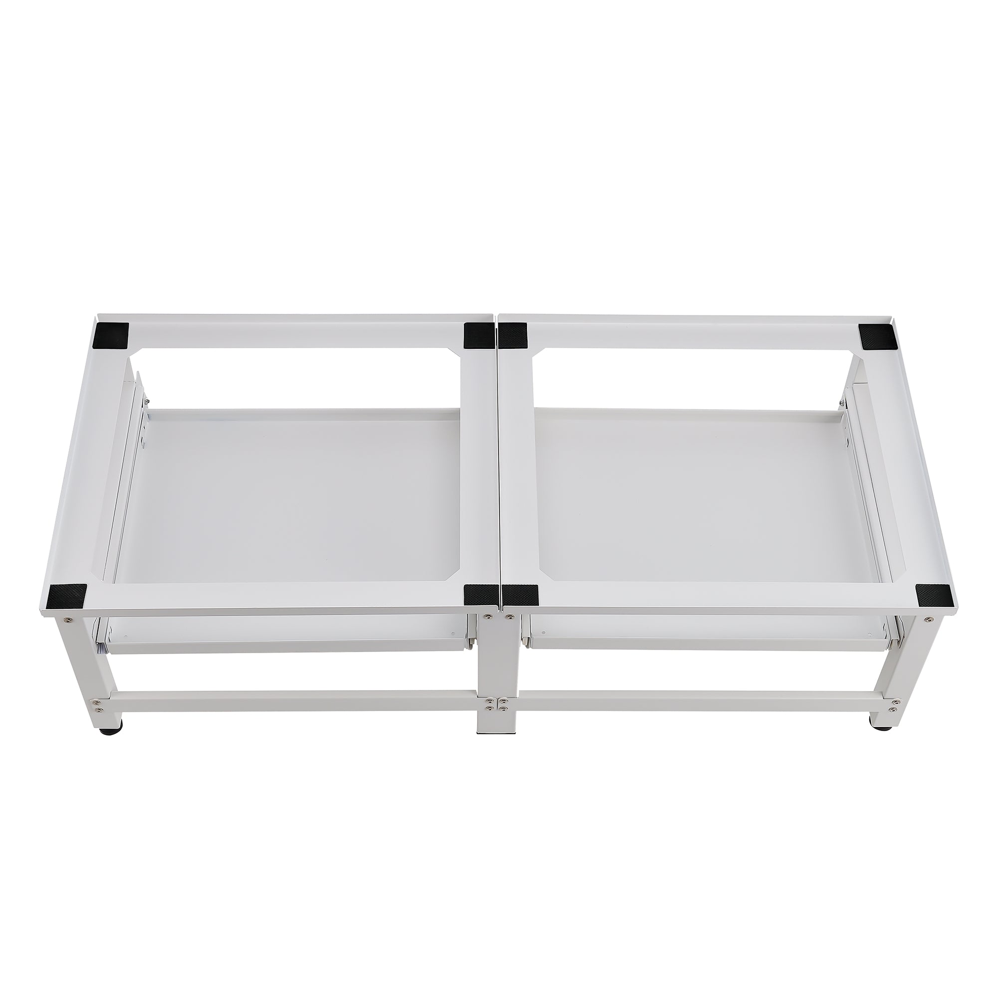 Supporto Doppio Bothel per Lavatrice in Acciaio con Ripiani Estraibili 124 x 54 x 37 cm - Bianco [en.casa]