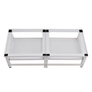 Supporto Doppio Bothel per Lavatrice in Acciaio con Ripiani Estraibili 124 x 54 x 37 cm - Bianco [en.casa]