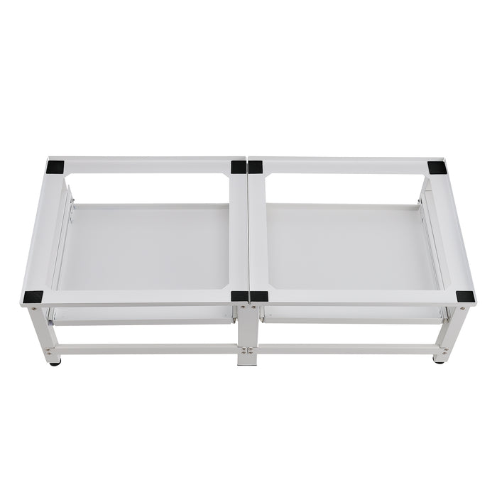 Supporto Doppio Bothel per Lavatrice in Acciaio con Ripiani Estraibili 124 x 54 x 37 cm - Bianco [en.casa]