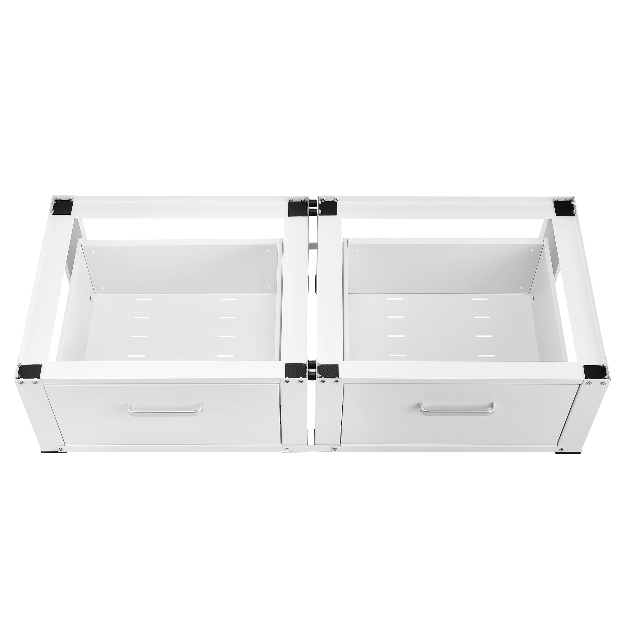 Supporto Doppio Heyen per Lavatrice in Acciaio con Cassetti 127 x 54 x 31 cm - Bianco [en.casa]