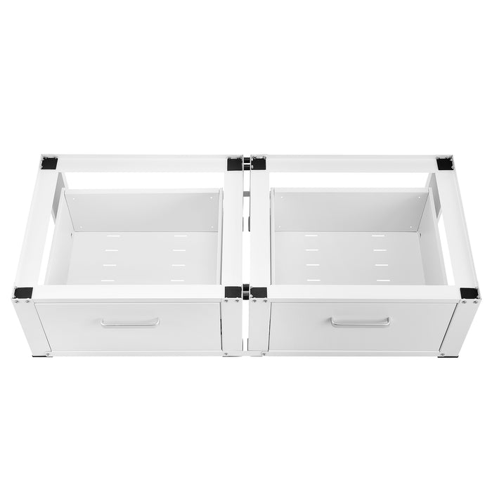 Supporto Doppio Heyen per Lavatrice in Acciaio con Cassetti 127 x 54 x 31 cm - Bianco [en.casa]