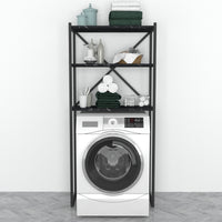 Sovrastruttura per Lavatrice Askersund Scaffale da Bagno con 3 Ripiani - Effetto Marmo Nero [en.casa]