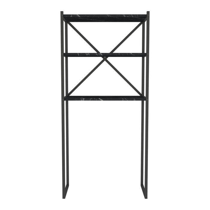Sovrastruttura per Lavatrice Askersund Scaffale da Bagno con 3 Ripiani - Effetto Marmo Nero [en.casa]