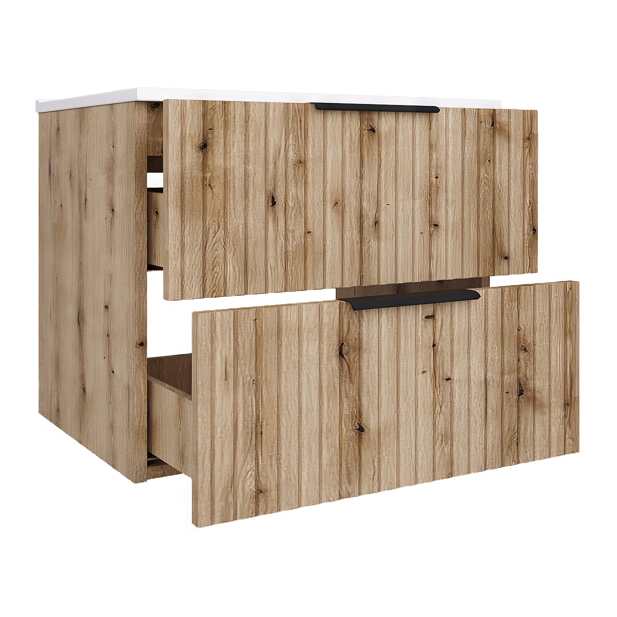 Mobile Sottolavabo Veppenssan con Lavabo e 2 Cassetti 61x47x52 cm - Effetto Rovere [en.casa]