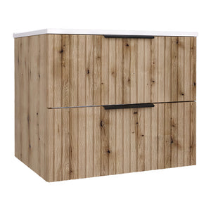 Mobile Sottolavabo Veppenssan con Lavabo e 2 Cassetti 61x47x52 cm - Effetto Rovere [en.casa]
