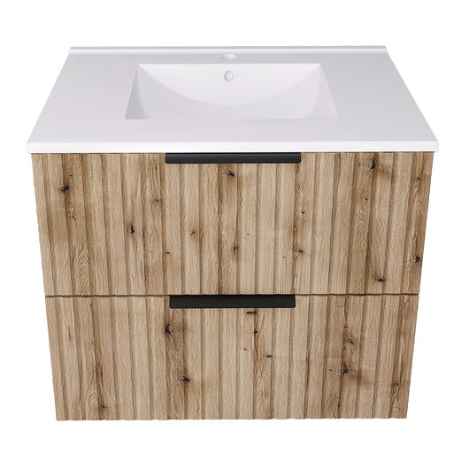 Mobile Sottolavabo Veppenssan con Lavabo e 2 Cassetti 61x47x52 cm - Effetto Rovere [en.casa]