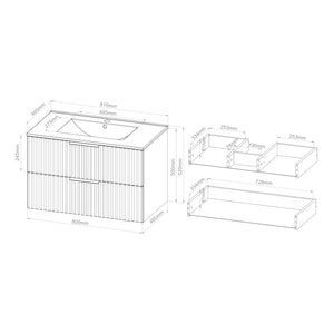 Mobile Sottolavabo Veppenssan con Lavabo e 2 Cassetti 81x47x52 cm - Effetto Rovere [en.casa]