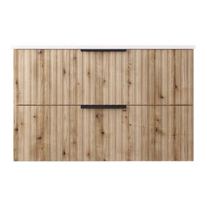 Mobile Sottolavabo Veppenssan con Lavabo e 2 Cassetti 81x47x52 cm - Effetto Rovere [en.casa]