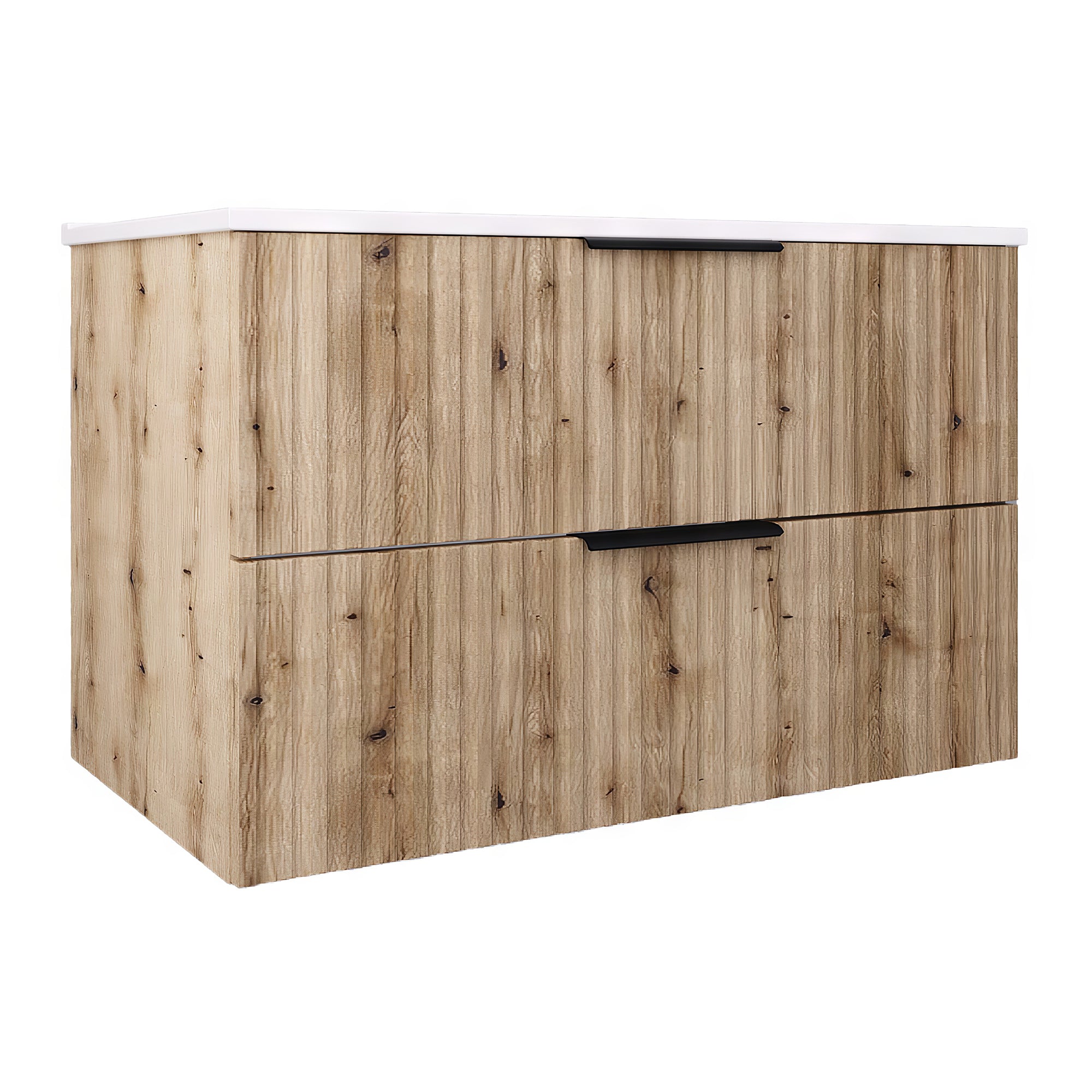 Mobile Sottolavabo Veppenssan con Lavabo e 2 Cassetti 81x47x52 cm - Effetto Rovere [en.casa]