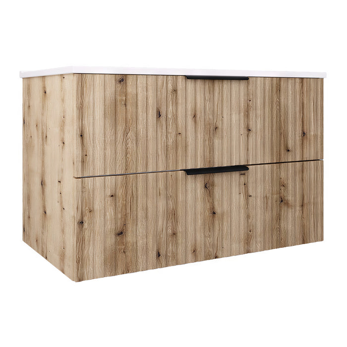 Mobile Sottolavabo Veppenssan con Lavabo e 2 Cassetti 81x47x52 cm - Effetto Rovere [en.casa]