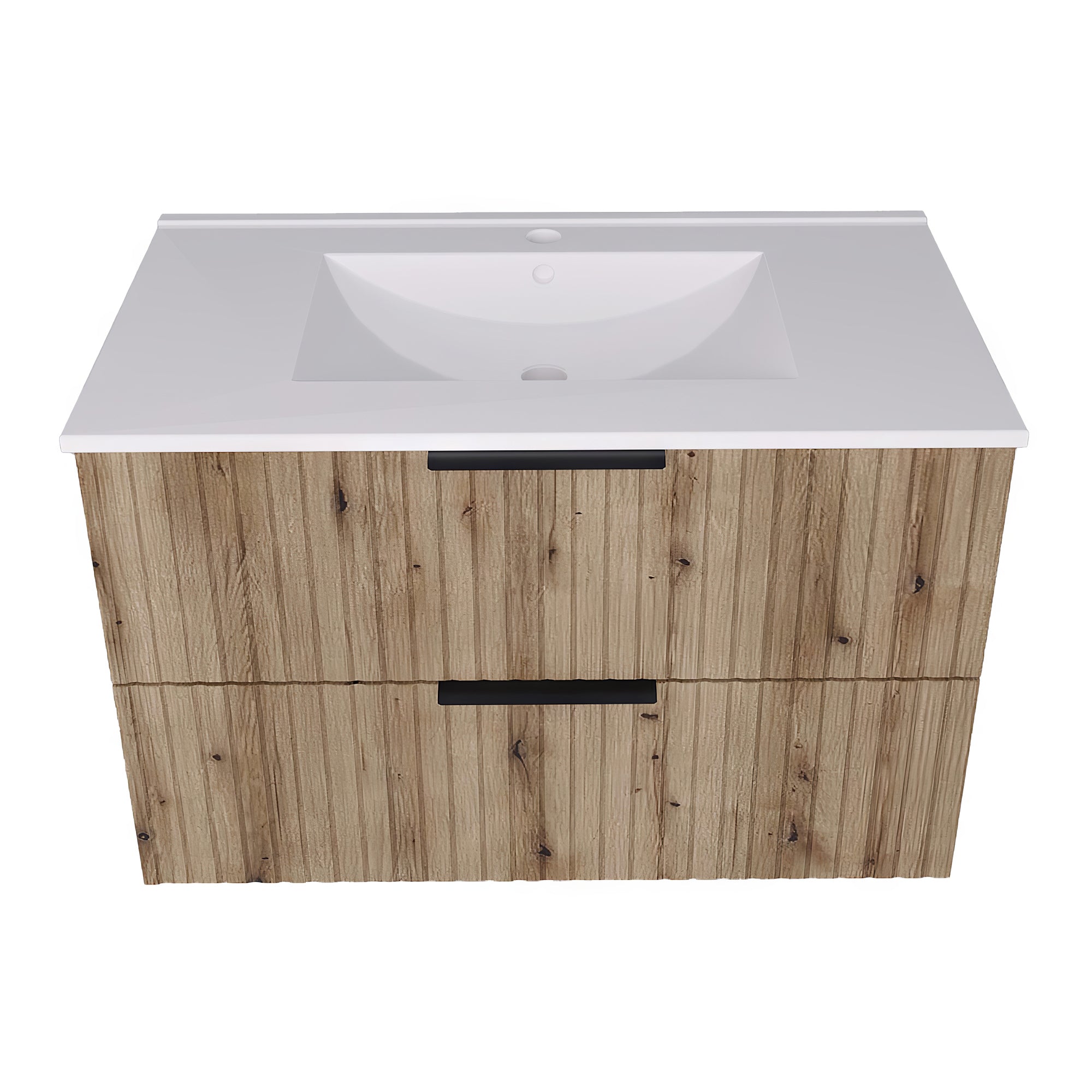 Mobile Sottolavabo Veppenssan con Lavabo e 2 Cassetti 81x47x52 cm - Effetto Rovere [en.casa]