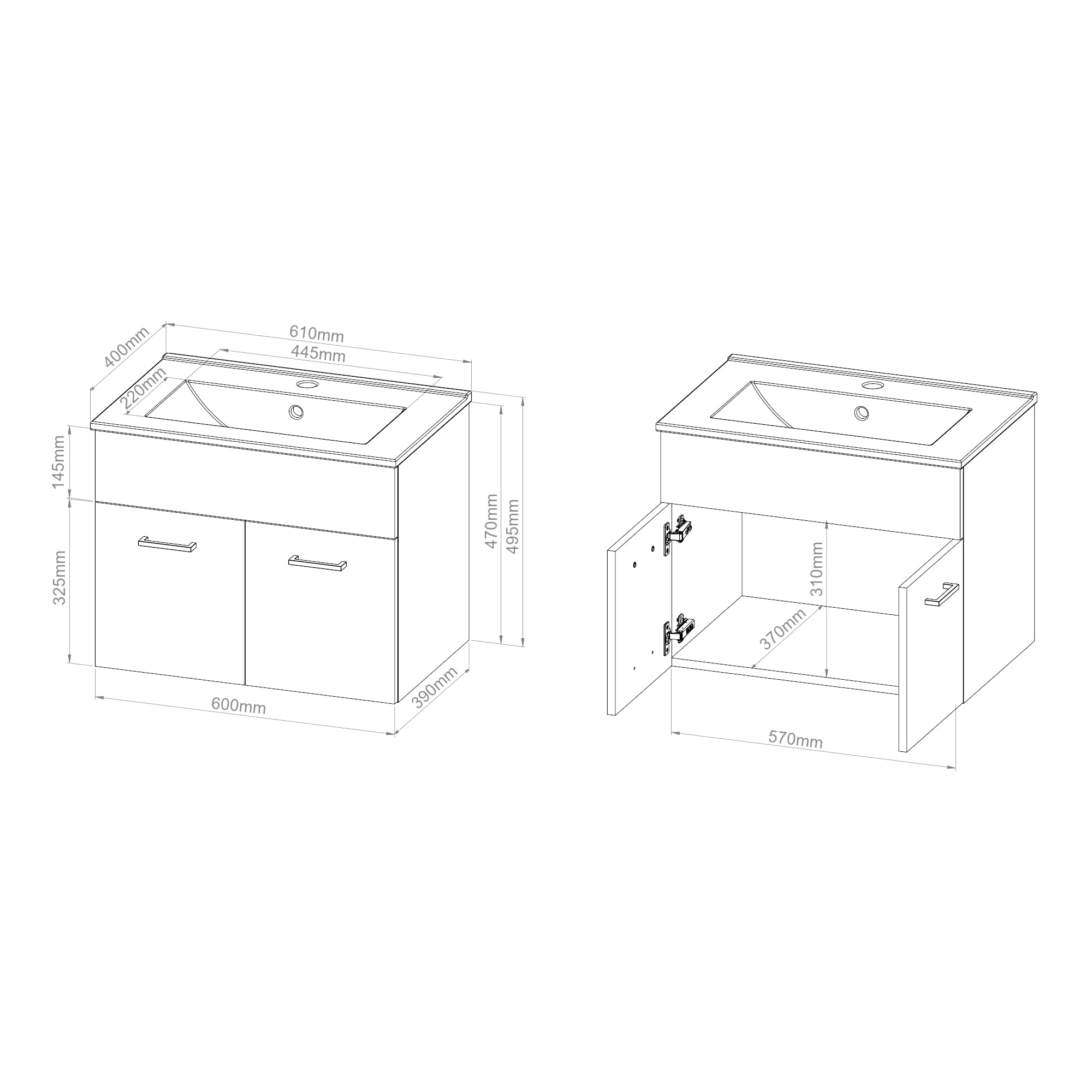 Set da Bagno Krildihana Mobile Sottolavabo con Lavabo Armadio a Colonna e Specchio - Bianco [en.casa]