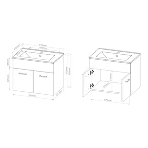 Set da Bagno Krildihana Mobile Sottolavabo con Lavabo Armadio a Colonna e Specchio - Bianco [en.casa]