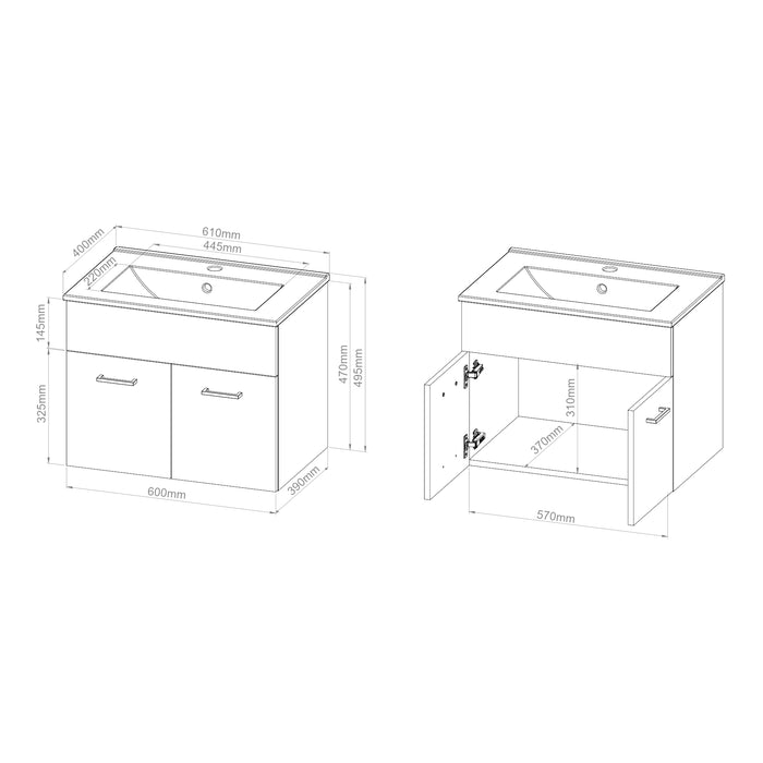 Set da Bagno Krildihana Mobile Sottolavabo con Lavabo Armadio a Colonna e Specchio - Bianco [en.casa]