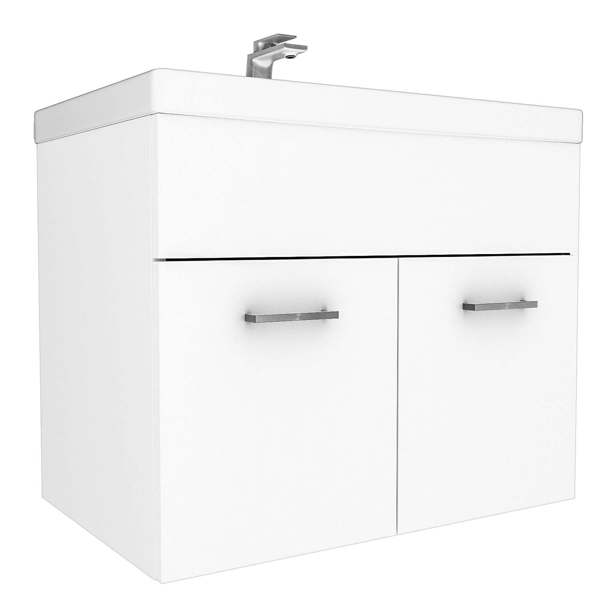 Set da Bagno Krildihana Mobile Sottolavabo con Lavabo Armadio a Colonna e Specchio - Bianco [en.casa]