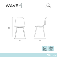 Wave, Set di 4 sedie in polipropilene Nero (50cm X 58cm H. 85cm)| Duzzle