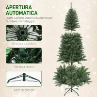 Albero di Natale 180 cm Illuminato con 250 Luci Bianche e Colorate, 899 Rami e 9 Modalità di Illuminazione