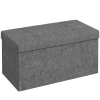 Panca Contenitore Pieghevole da 84L, Coperchio Imbottito e Rivestimento in Tessuto, 76x38x38cm, Grigio Scuro