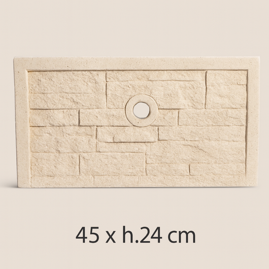Frontalino pilozza serie muraglietto foro bianco effetto pietra 45 x h.24 cm