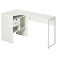 Scrivania angolare con 2 cassetti e 3 scomparti aperti, 120 x 60 x 74 cm, Bianco
