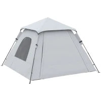 Tenda da campeggio da 2-3 persone con Veranda, 210x210x150cm, grigia e bianca