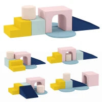 Set di 8 Blocchi in Schiuma per Bambini con Fodere in Velluto Lavabili per Arrampicare e Gattonare Multicolore