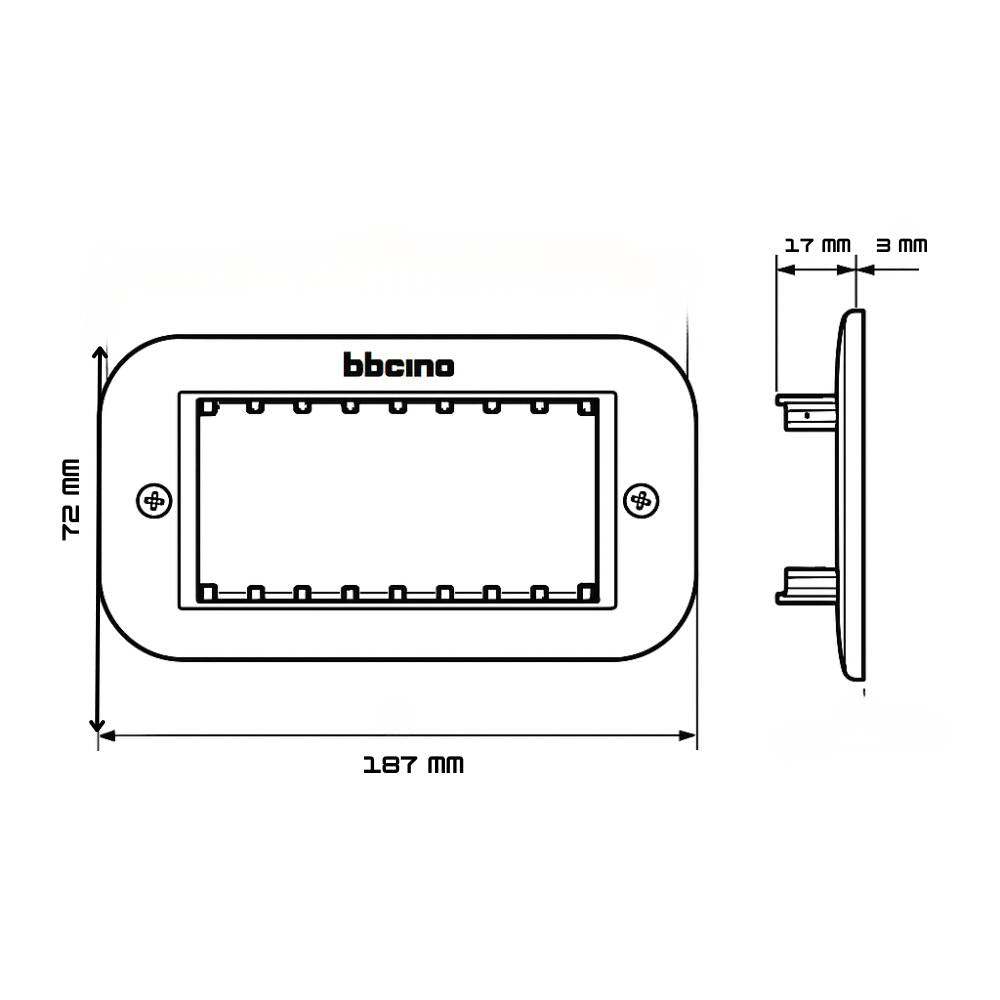 Bticino living now supporto con valva di protezione per placche modulari *** numero posti 6 moduli, confezione 1
