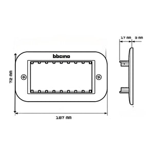 Bticino living now supporto con valva di protezione per placche modulari *** numero posti 6 moduli, confezione 1