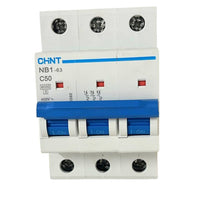 Chint nb1-63 interruttore magnetotermico 3p curva c 6ka guida din *** ampere 50 ampere, confezione 1
