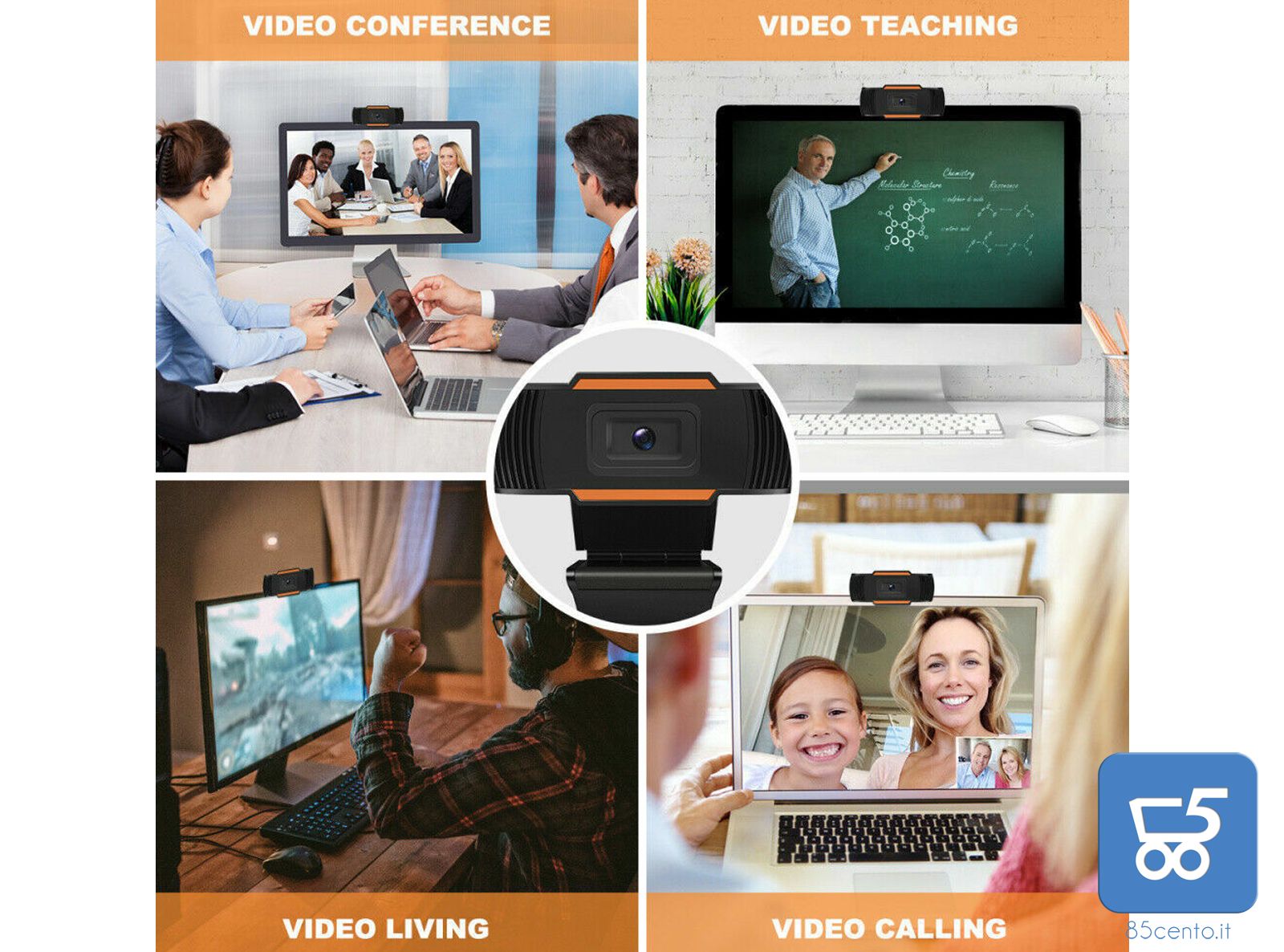 Webcam USB per PC Smart TV Con Audio Integrato Jack 3,5" 1280x720 25 FPS