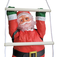 [en.casa] Figura di Babbo Natale Arrampicatore su Scala di Corda - Altezza totale 125 cm - Decorazione Natalizia per Uso