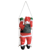 [en.casa] Figura di Babbo Natale Arrampicatore su Scala di Corda - Altezza totale 125 cm - Decorazione Natalizia per Uso