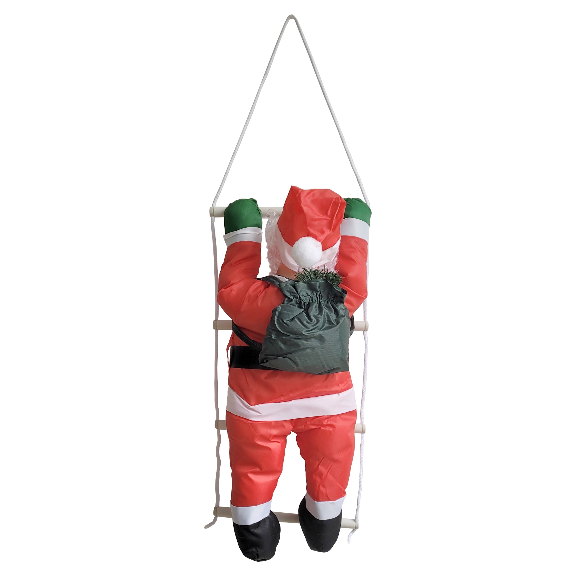 [en.casa] Figura di Babbo Natale Arrampicatore su Scala di Corda - Altezza totale 125 cm - Decorazione Natalizia per Uso