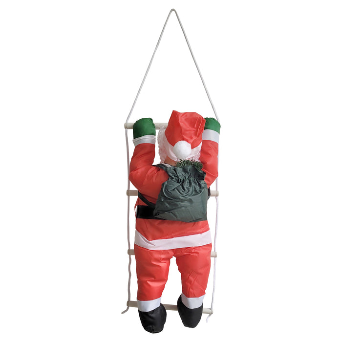[en.casa] Figura di Babbo Natale Arrampicatore su Scala di Corda - Altezza totale 125 cm - Decorazione Natalizia per Uso