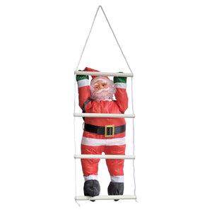 [en.casa] Figura di Babbo Natale Arrampicatore su Scala di Corda - Altezza totale 125 cm - Decorazione Natalizia per Uso