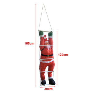 [en.casa] Figura di Babbo Natale Arrampicatore su Scala di Corda - Altezza totale 165 cm - Decorazione Natalizia per Uso