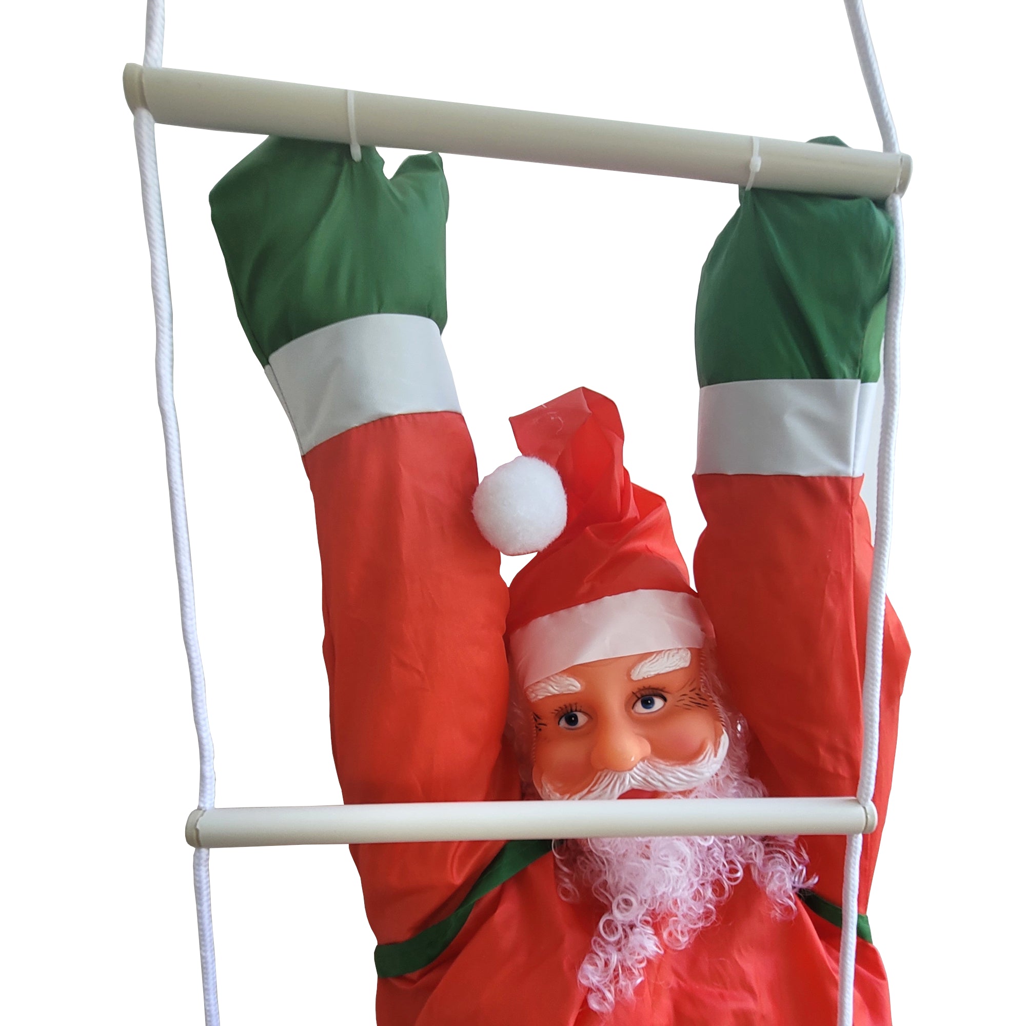 [en.casa] Figura di Babbo Natale Arrampicatore su Scala di Corda - Altezza totale 165 cm - Decorazione Natalizia per Uso