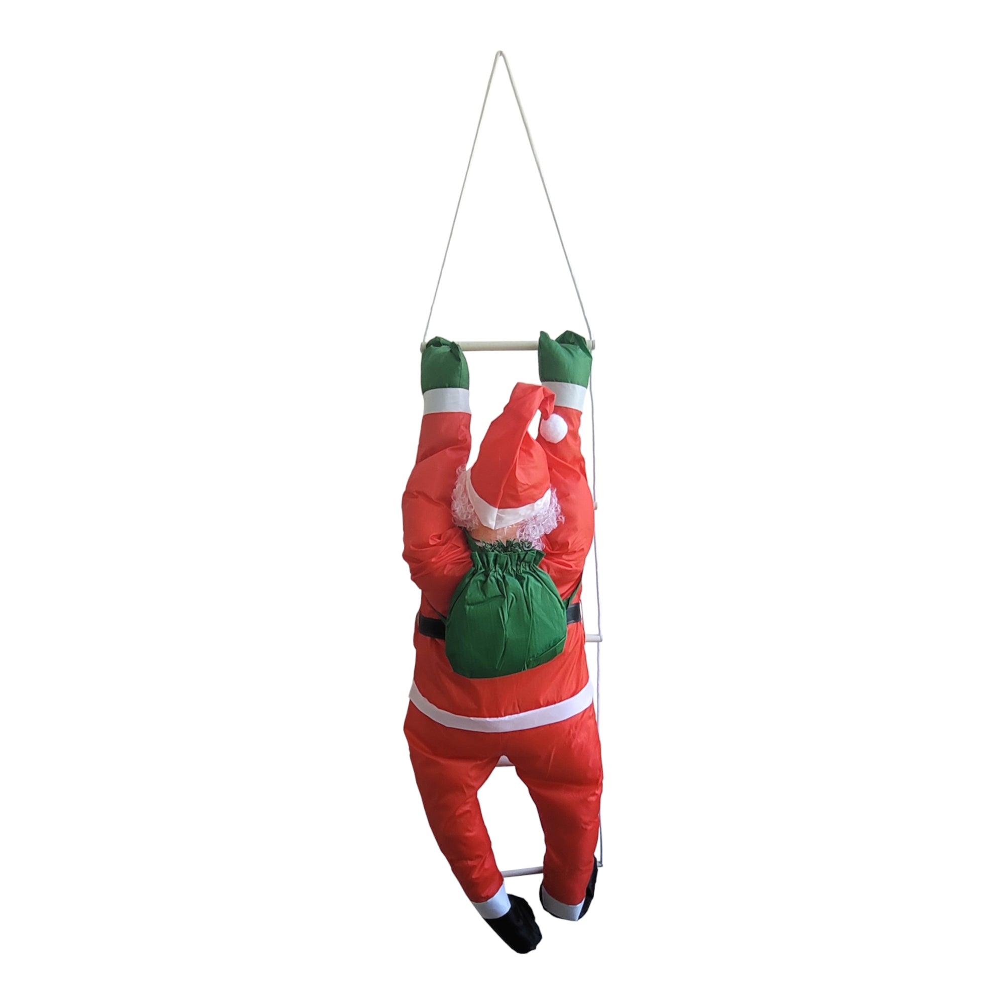 [en.casa] Figura di Babbo Natale Arrampicatore su Scala di Corda - Altezza totale 165 cm - Decorazione Natalizia per Uso