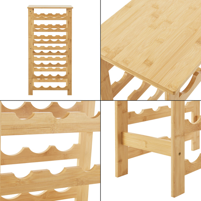 Mobile Portabottiglie da Vino 'Äänekoski' Bancone in bambù per 28 Bottiglie su 7 Livelli [en.casa]