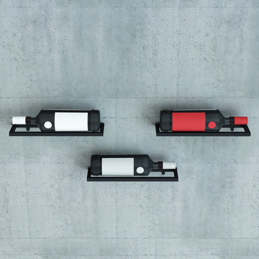 Set di 3 Mensole Flesberg Porta Bottiglie da Vino 27 x 9 cm Acciaio Nero [en.casa]