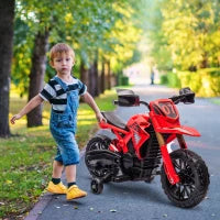 Moto Elettrica per Bambini, Alimentata da Batteria 6V, Ruote di Supporto, Clacson, Suono di Avvio, 3-8 Anni, Rosso