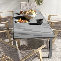 Tavolo da Giardino Estensibile Rettangolare per 6-8 Persone, in Alluminio, 180/240L x 94l x 73H cm, Grigio