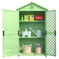 Capanno per archiviazione da giardino in legno, resistente alle intemperie, ampio spazio 101,5x56,5x175,3 cm, verde